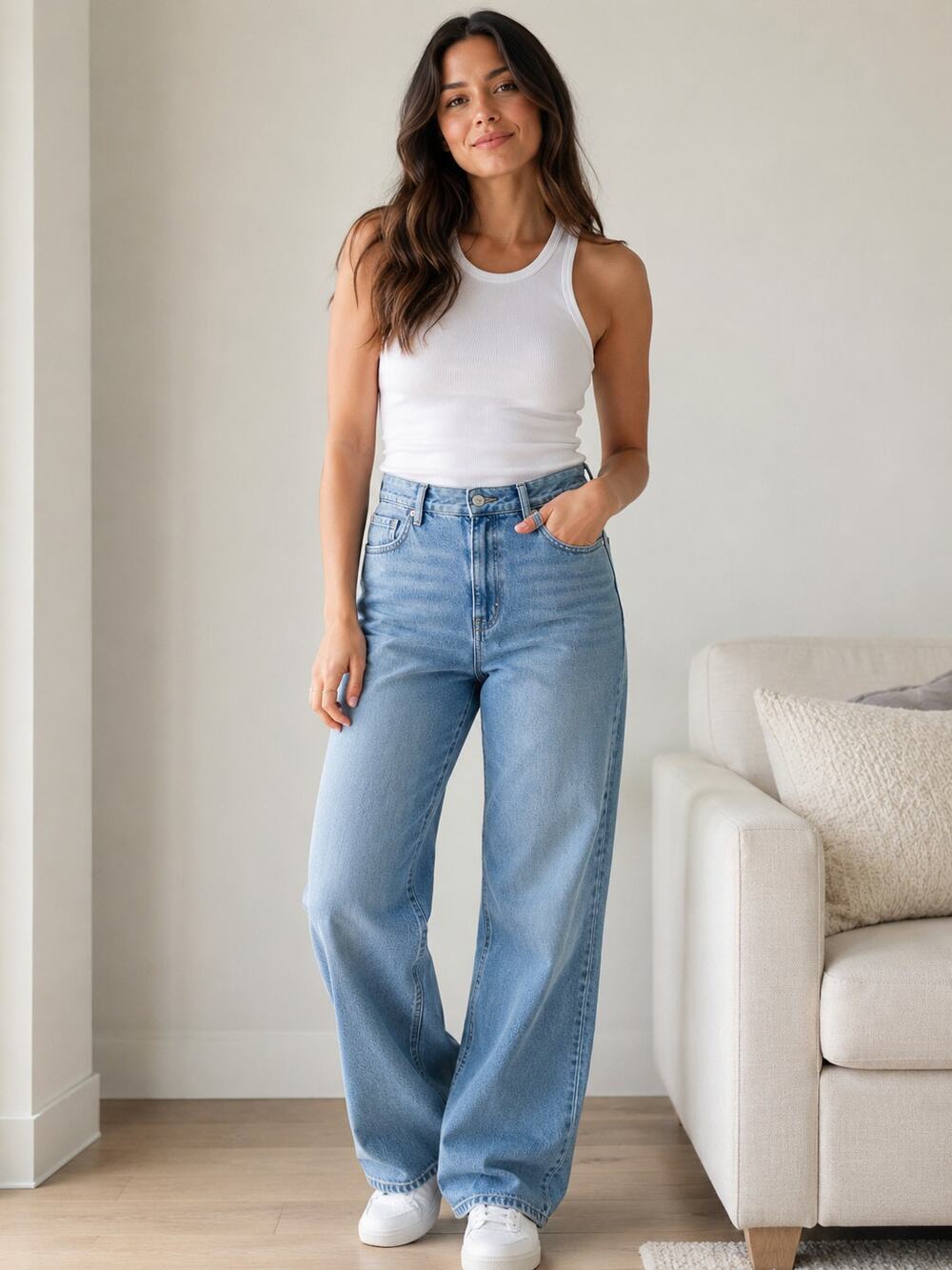 ETHNC Skyway Blue Denim Relaxed Wide Leg Jeans Size 30 NWT E1626 108 630